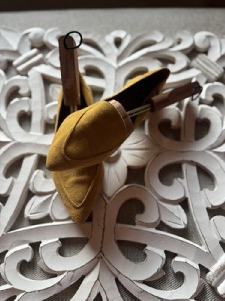 Mustard Yellow, Abound, Suede Pointy Flats, Size 9.5